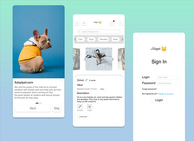 Pet Adoption App adoption app cat design dog friend mobile pet