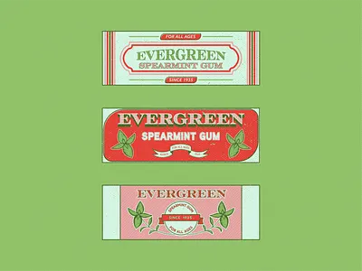 Evergreen Gum adobe illustrator candy chewing gum graphic design illustration packaging product retro retrosupply texture vintage