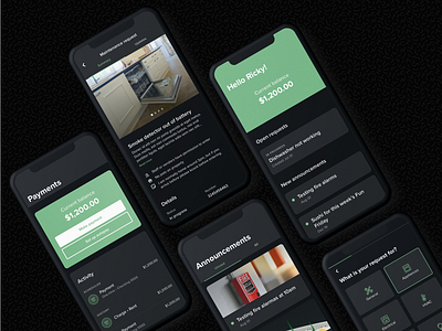 Dark mode on Resident Center powered by Buildium dark design mobile mode product ui ux