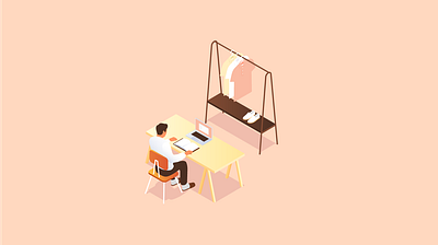 Working from home desk freelnace illustration laptop ui work