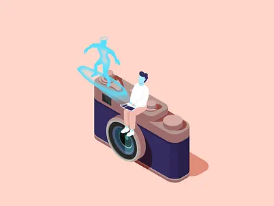 Memories analogue illustration isometric photography polaroid ui