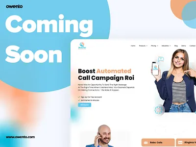 Work in progress blue call clean design effect glass glasseffect graphic design hero home page interface landing page light modern orange owento ui webdesign website white