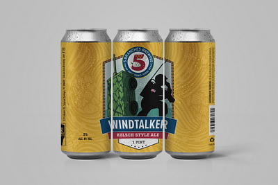 5BB Windtalker Kolsch Label Mockup badge design beer beer label branding design flat hops illustration label label design logo logos minimal packaging stars strips typography vector