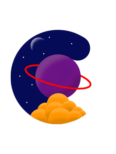 Space illustration clouds digital art drawing galaxy graphic design illustration minimal moon nature space stars