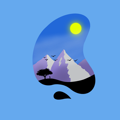 Scenery birds digital art drawing graphic design illustration minimal mountain nature procreate scenery sun