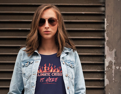 Climate Crisis is Here climate change fire lettering print t shirt design typography