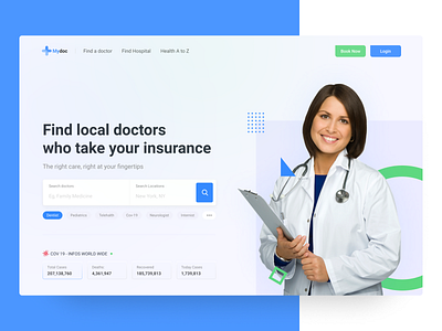MyDoc Landing Landing page apple blue clean color design doctor dribbble medicine product theme ui user interface ux web web design website