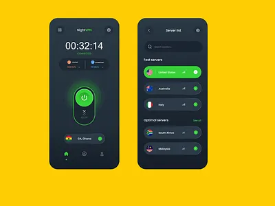 NIGHT VPN , DARK UI DESIGN