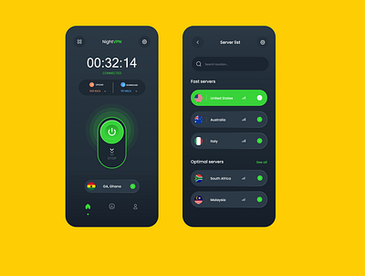 NIGHT VPN , DARK UI DESIGN
