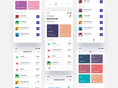 Transfer Money & Pay Bills - Mobile App android app bangking clean finance ios mobile mobile app money transfer ui ux white