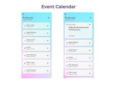 Event Calendar adobe xd creative challenge ui mobile ux design