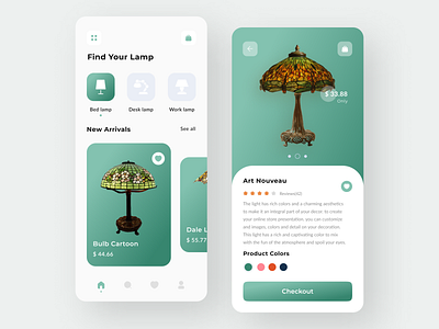 Mobile App - Lamp Product app brightness bulb clean design ecommerce app home interior ios lamp lighting minimal mobile app online shop product design realestate shop store trendy design ui design ux design