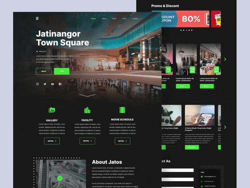 Redesign - Websiter Jatinangor Town Square animation design exploration graphic design landing page motion motion graphics ui uidesign user interface web web design website