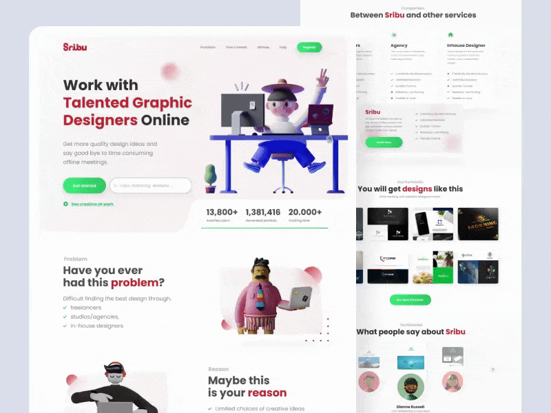 Redesign - Website Sribu.com animation app clean clean design design exploration landing landing page motion motion graphics sribu ui uidesign user interface web web design website