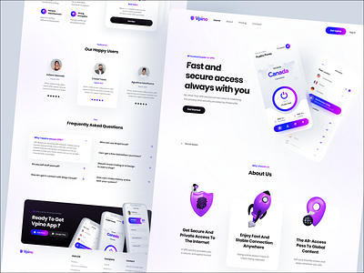 VPN Landing page 2021 trend 3d app app landing creative design landing landing page popular shot product ui ui design uiux user interface ux vpn web web landing website website design