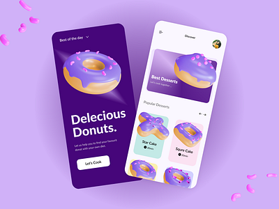 Donut Bakery UI Design Concept 3d bakery cake cooking design dessertapp minimal ui