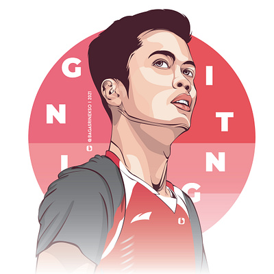 Sinisuka Ginting - Badminton Atlet from Indonesia design digitalart fanart graphic design illustration illustrator indonesia vector vectorart vectorindonesia