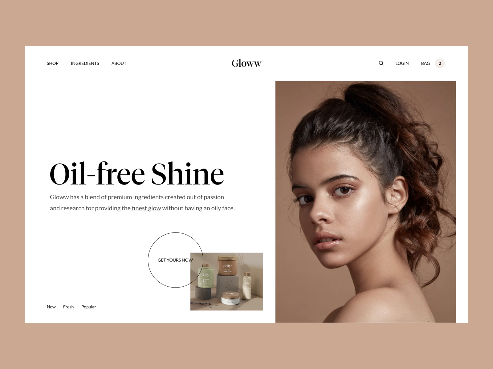 Example of Skincare Website Layout Exploration