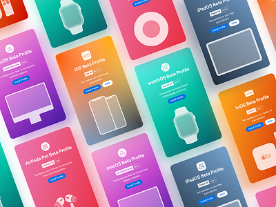 Profile Cards Design airpods apple apple watch card design gradient graphic design homepod ipad iphone macbook ui