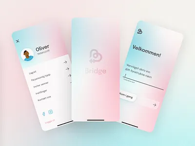 UX/UI Mobile app design– Bridge app app design bachelor thesis brand identity bridge gender gender dysphoria graphicdesign mobile mobile app ui design uxui visualidentity