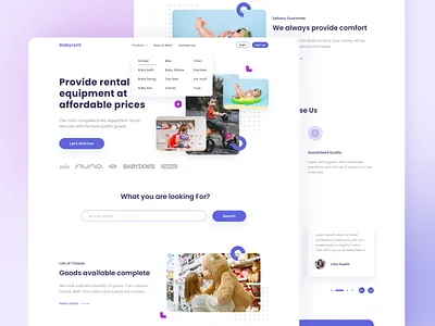 Baby's Equipment Rental Website baby branding design equipment homepage landingpage rental ui ux website
