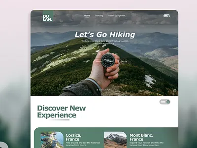Dolan: Hiking Guide app branding clean design graphic design green hero page hiking illustration landing page logo mobileapp travel travel apps ui uiux user interface ux website