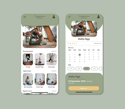 Online Yoga App app booking calendar design fitness training workout yoga