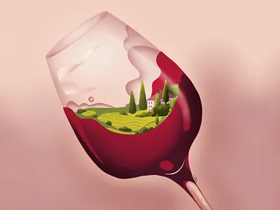 Wineyard 2d art glass graintexture illustration illustrator nature procreate ui wine wineyard