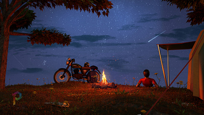 Camp Night 3d art 3d modeling animation blender3d design illustration logo realistic render ui