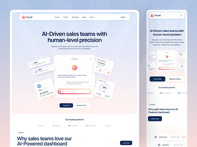 Saas Landing Page ai b2b business corporate dashboard design landing page management nuroai product design saas sales software ui ux web web app web design webdesign website