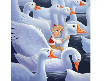 "The Wonderful Adventures of Nils" illustration art artwork boy cartoon cartoon character character digital illustration geese illustration photoshop