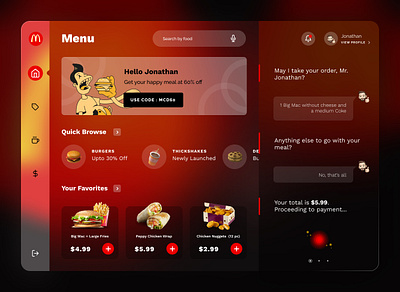 Car Dashboard App for McDonald's ui