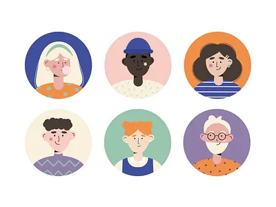 People avatar set art design flat icon illu illustration minimal people vector