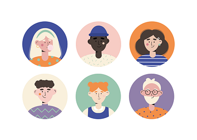 People avatar set art design flat icon illu illustration minimal people vector