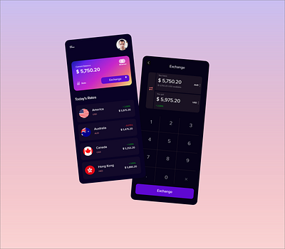 Currency Excange App UI app design logo ui ux vector