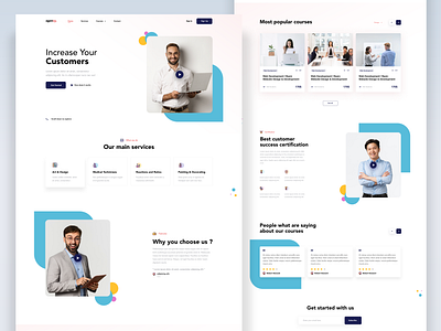 Landing page design - agency clean ui e learning website education website homepage landing page landing page design learning website online course website ui design ux video website web design website design woocommerce