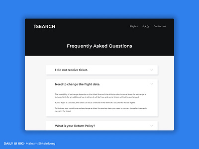 Daily UI Challenge 092 - F.A.Q. app dailyui design f.a.q. faq flight search product design questions ui uidesign