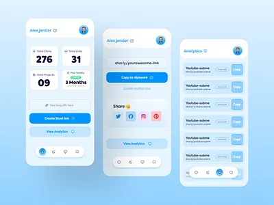 Link Shortner - App UI design app ui app ui design app ui design 2021 blue app ui design blue color app blue color design design link shortner app ui minimal minimal app ui design ui ui design ui ux ui ux design url shortner app