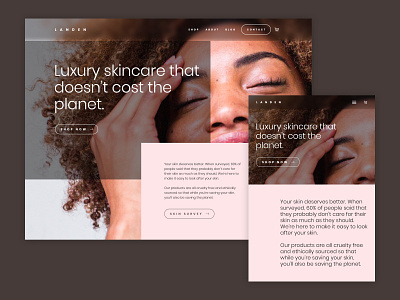 Landan skincare concept landing page care design health healthy homepage homepage design landing page skin skin care skincare ui ux web design