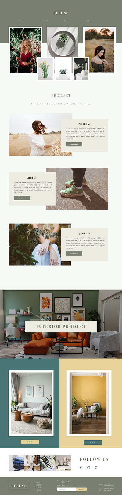 Selene - landing page hero branding creative ecommerce green landingpage website modern product shop simple site uiux website