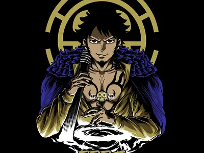 ROOM!!! Trafalgar D Law anime fanart illustration japanese katana manga one piece samurai tshirt design
