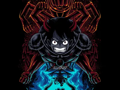 Monkey D Luffy with Outfit Onigashima anime fanart illustration japanese manga monkey d luffy one piece pirates tshirt design