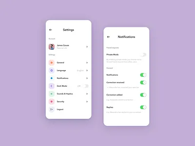 Settings Design 007 app design app ui branding clean dailyui design details ios app minimal mobile app notifications settings ui ui design ux ux design