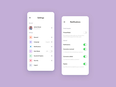 Settings Design 007 app design app ui branding clean dailyui design details ios app minimal mobile app notifications settings ui ui design ux ux design