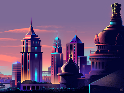 Bangalore vibes bangalore bengaluru blend city skyline colorful illustration india ipadpro lake procreate series skyline