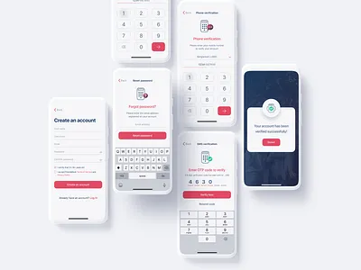 FriendsBook – Social Media Mobile App UI Kit #4 app design create account creative ui dating app events forgot password light theme mobile app otp code screen phone verification product design social media app successfully verified uiux design