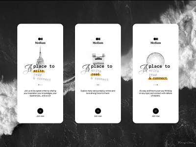 Medium - A place to write, read and connect. app design application bnw concept design medium minimal practice simple ui ui ux ui design
