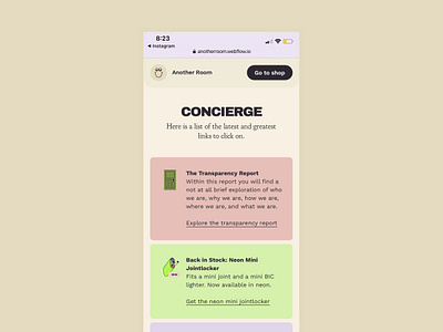 Another Room – Concierge branding cannabis concierge custom design linktree ui ux webflow website