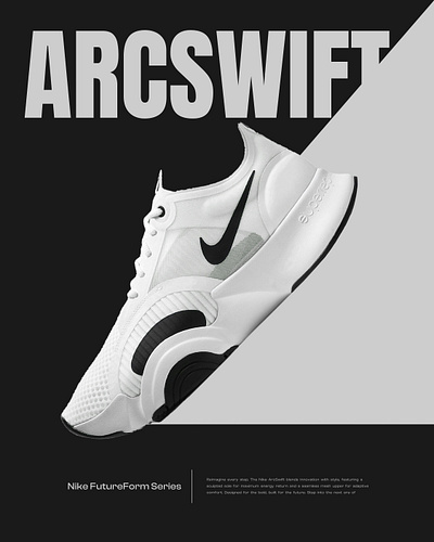 Nike ArcSwift – The Future of Speed and Innovation nike poster inspiration poster design shoe minimalistic poster shoe poster design sneakers minimal poster