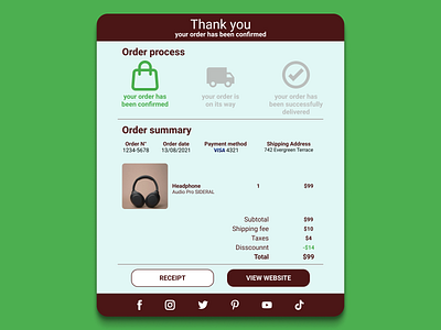 #DailyUI - Email Receipt - Daily UI 017 daily ui dailyui design diseño diseño gráfico diseñoui diseñouxui figma graphic design ui ui design ux design